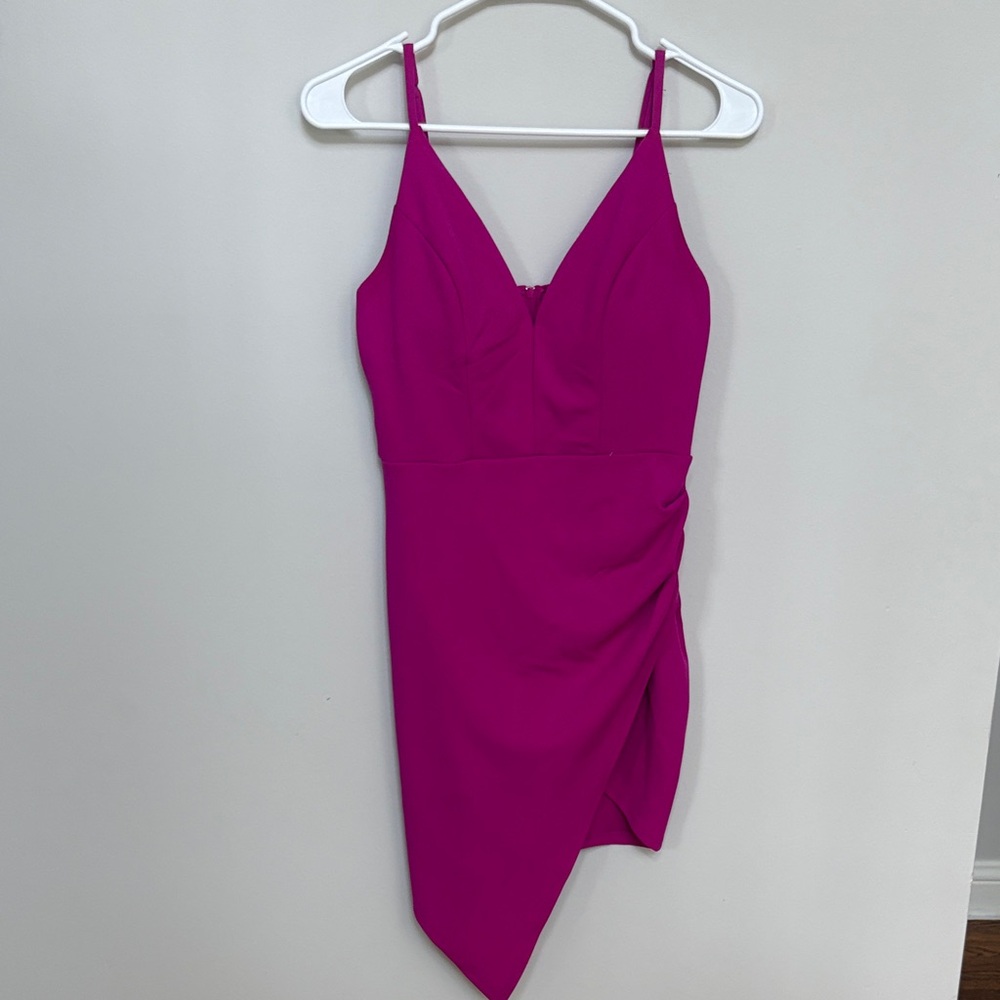 Emerald Sundae Magenta Asymmetric Sheath Dress